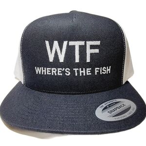 WTF Where's The Fish Flat Bill Snapback Adjustable Direct Embroidered…